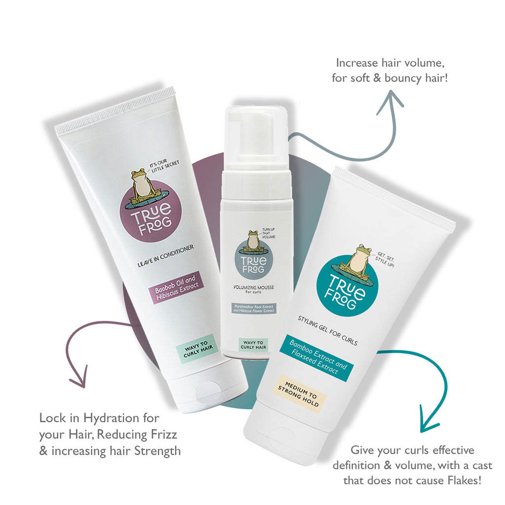 Leave in Conditioner(200g), Styling Gel for Curls(150ml), Volumizing Mousse(150ml)