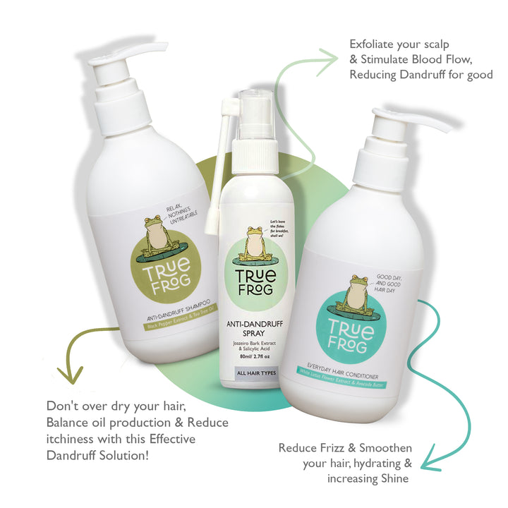 Anti-Dandruff Spray, Anti-Dandruff Shampoo & Everyday Hair Conditioner - 250ml+250ml