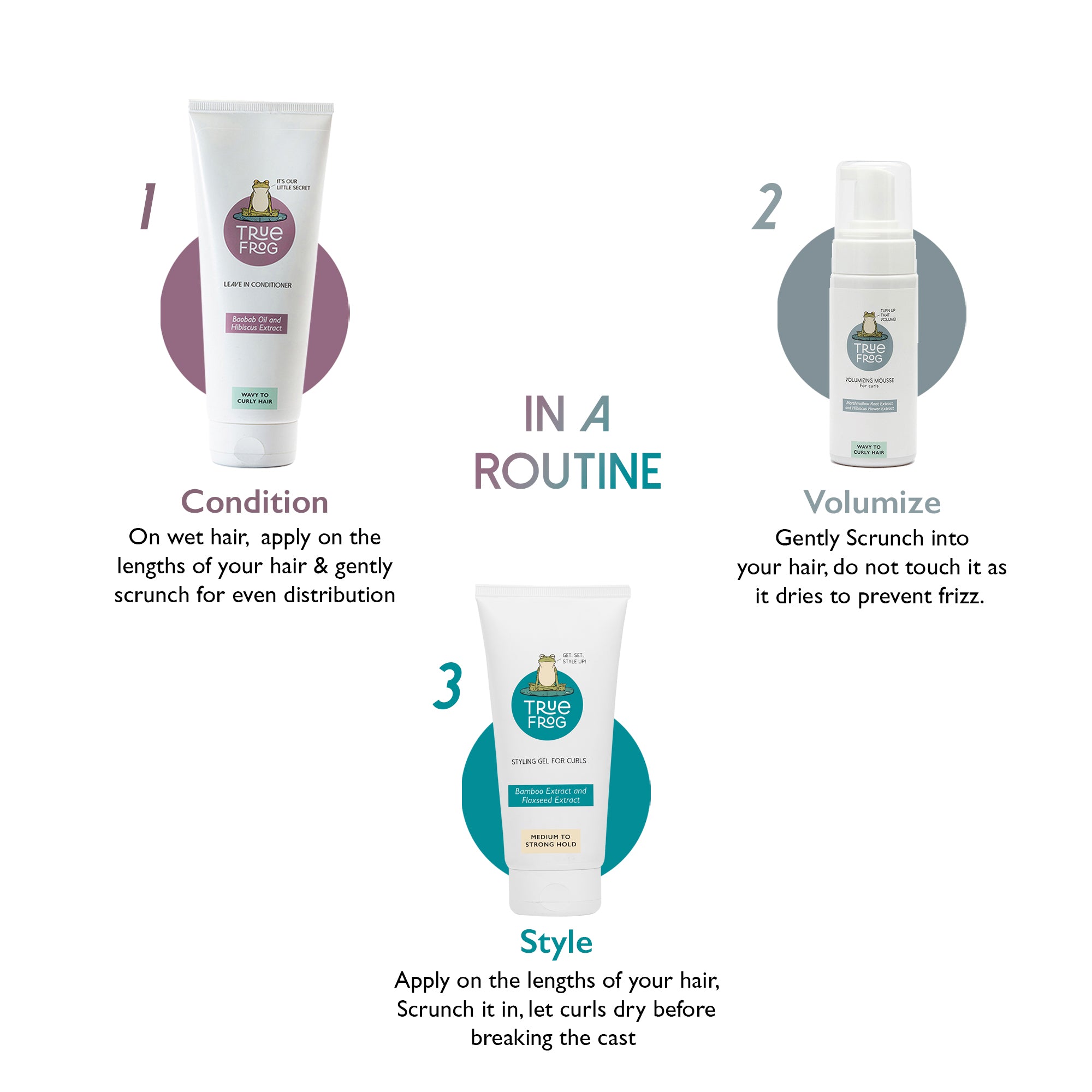 Leave in Conditioner(200g), Styling Gel for Curls(150ml), Volumizing Mousse(150ml)